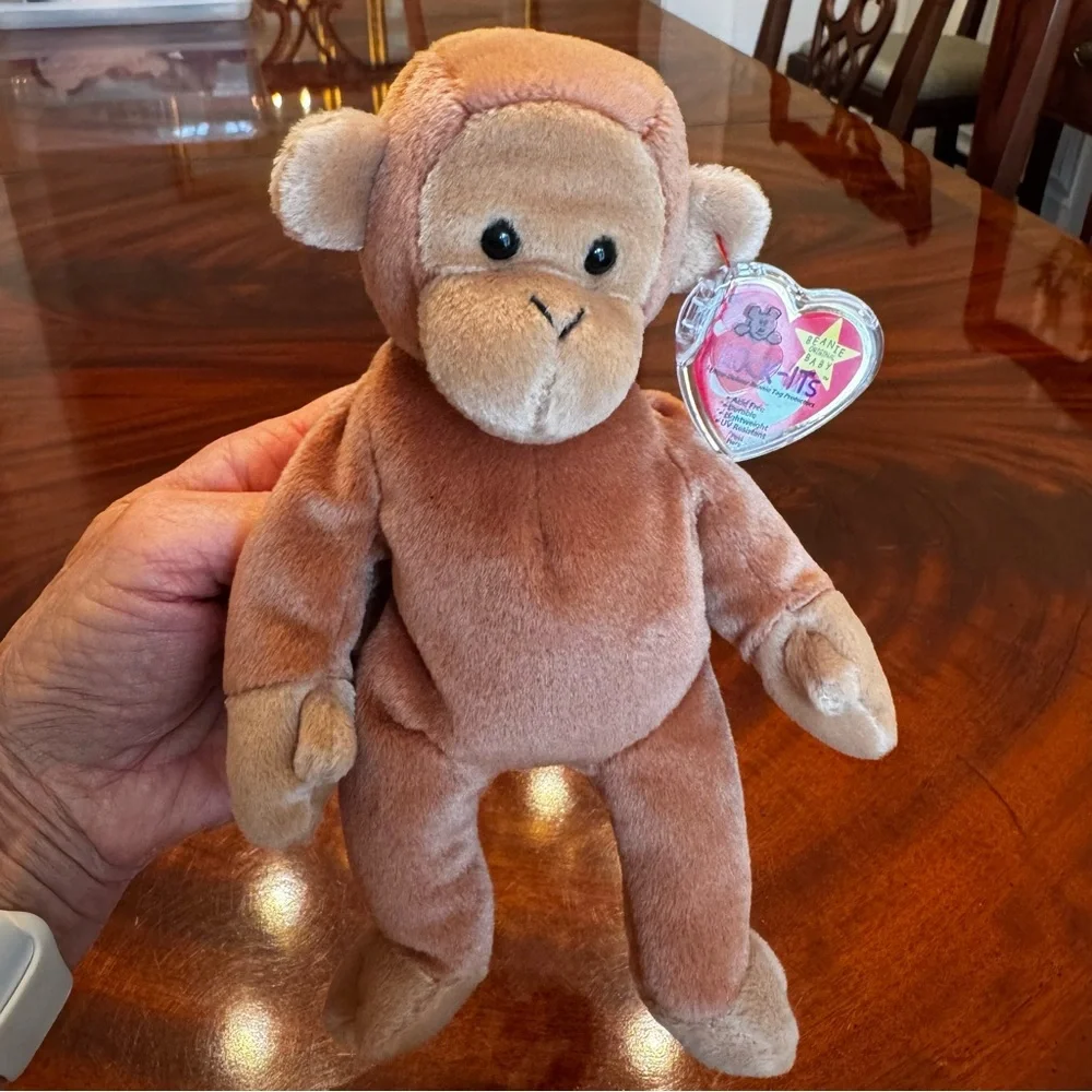 Vintage Ty Beanie Baby Bongo Monkey PE Pellets 5th Gen Tags